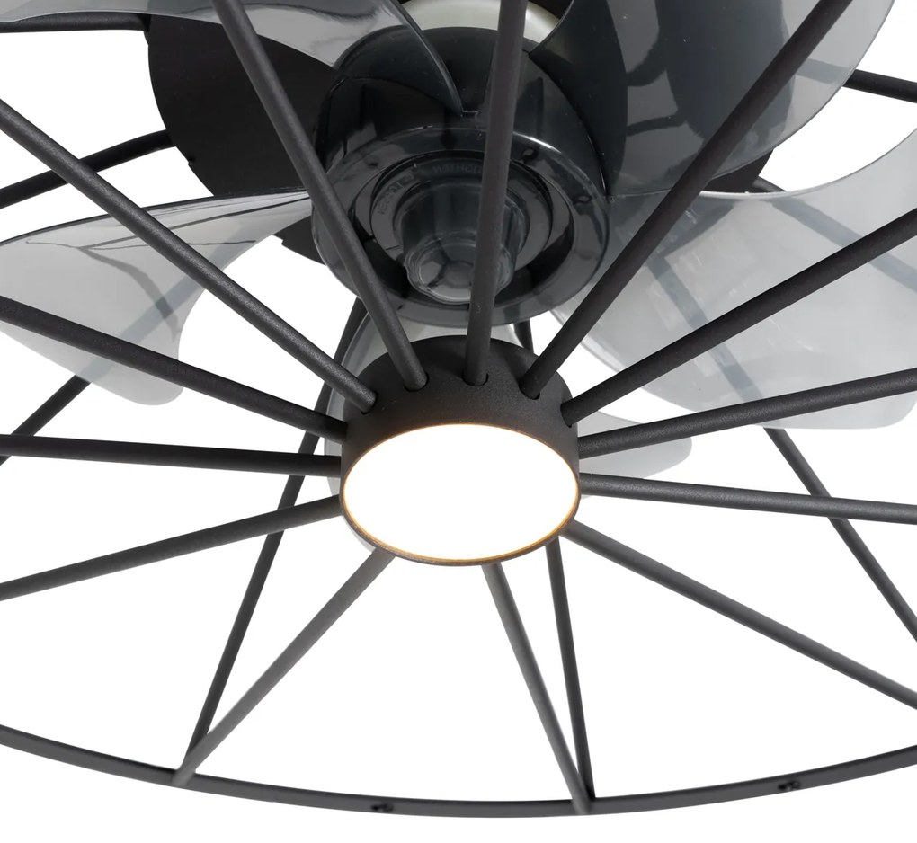 Stropný ventilátor čierny 62 cm vrátane LED stmievateľný s diaľkovým ovládaním - Yaran