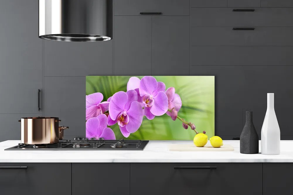 Sklenený obklad Do kuchyne Vstavač orchidea kvety 120x60 cm