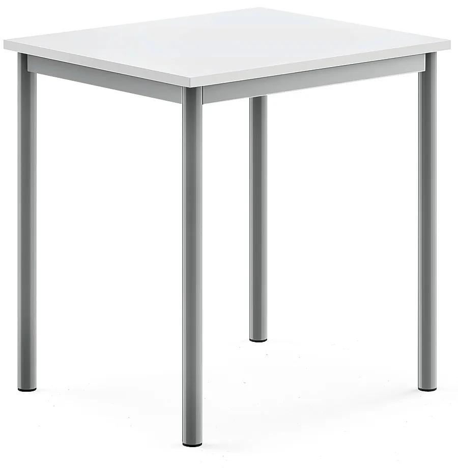 Stôl SONITUS, 700x600x720 mm, HPL - biela, strieborná