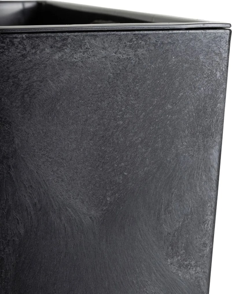 PLASTOVÝ KVETINÁČ FLORE 30,5X29,5X29,5 CM IMITÁCIA BETÓNU ČIERNA