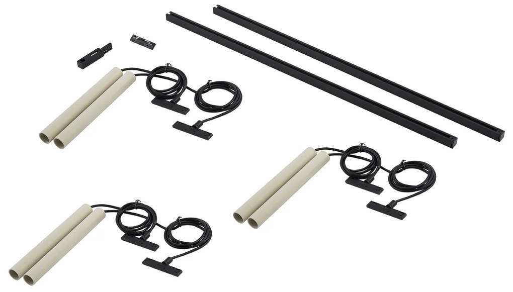 Moderný koľajnicový systém s 6 závesnými svetlami béžový s čiernou 1-fázový - Slimline Keno