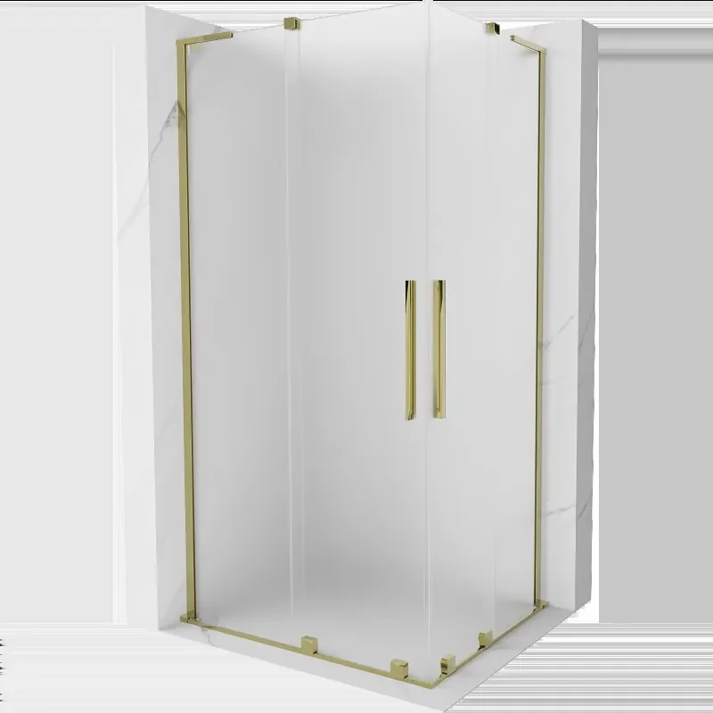 Mexen Velar L Duo posuvná sprchovacia kabína 90 x 80 cm, námraza, zlatá - 871-090-080-02-33-50