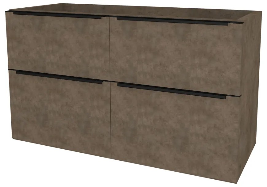 Mereo, Mereo Mailo, kúpeľňová skrinka 121 cm, čierne madlo, Multidecor, Betón Chicago tmavosivý, MER-CN593SBBCS2