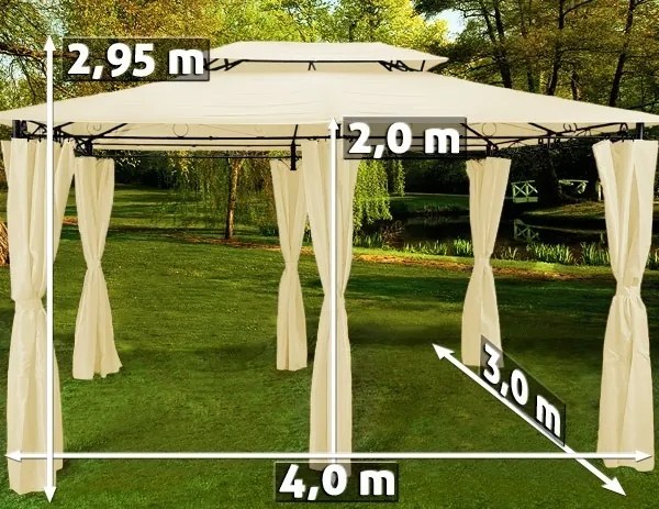Záhradný Altánok Pavilón TOPAS 4x3m béžová