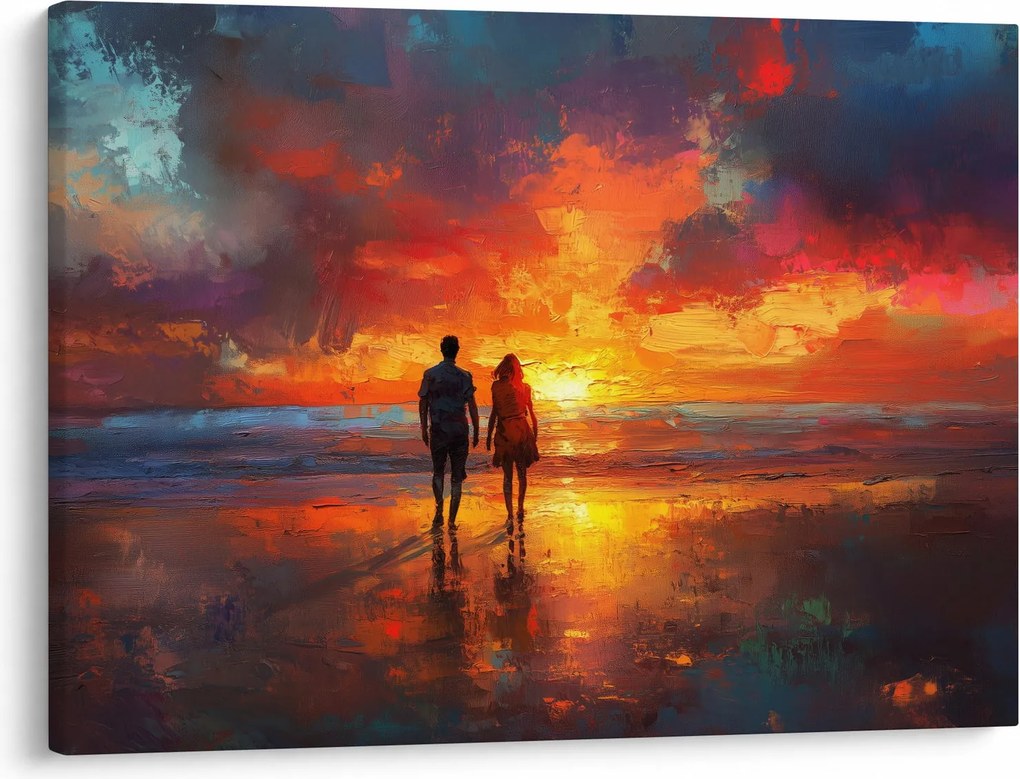 Obraz - Prechádzka na pláži (70x50 cm)