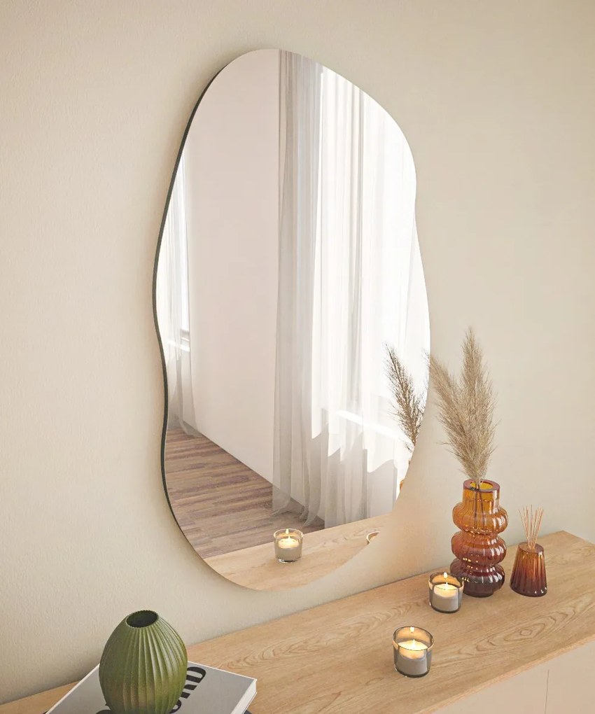 Dekorativní nástěnné zrcadlo Lossa 89x52 cm černé