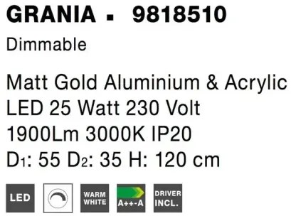 LED luster Grania 55 zlaté