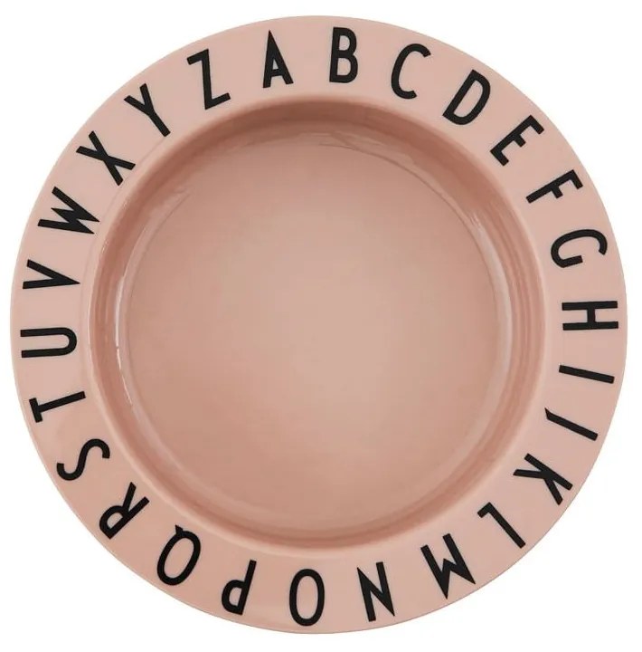 Béžový detský hlboký tanier Design Letters Eat & Learn, 15,5 cm