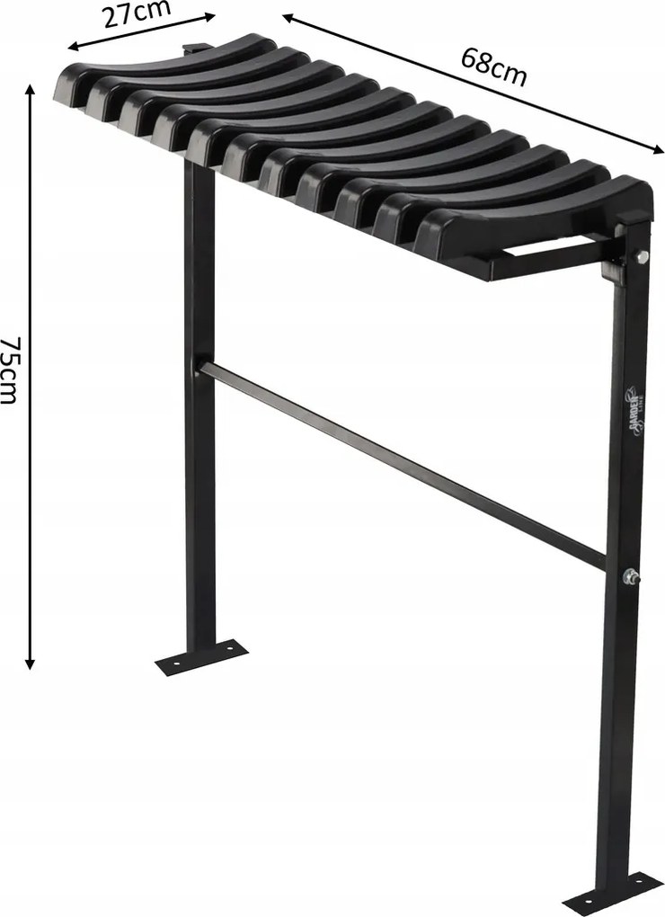 Garden Line SKLADACIA LAVICA, DĹŽKA 68 CM, S OPOROU PRE NOHY – ČIERNA *8282