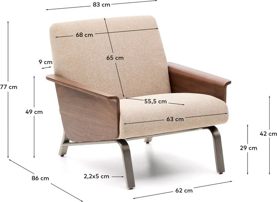 Svetlohnedé ženilkové kreslo Amsen – Kave Home