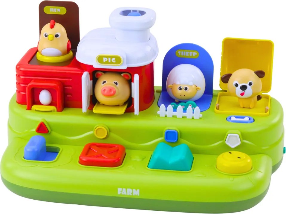 LEAN Toys Interaktívna vzdelávacia hračka pre batoľatá Pop-Up Animal Farm