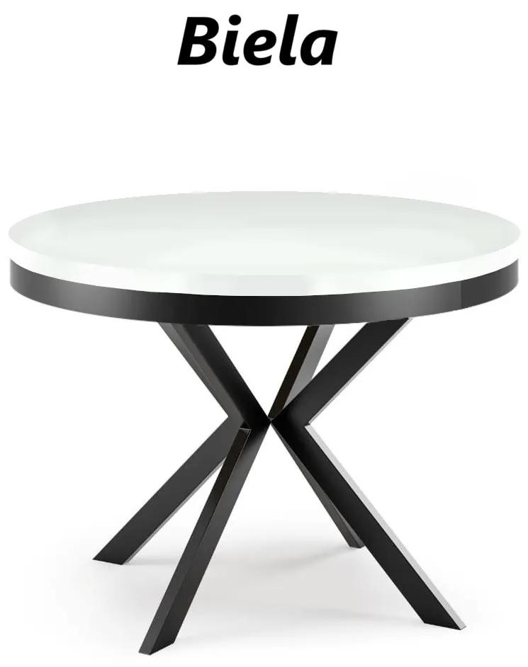 Okrúhly rozkladací jedálensky stôl MARION PLUS 120cm - 196cm Kominácia stola: dub lancelot - biele nohy