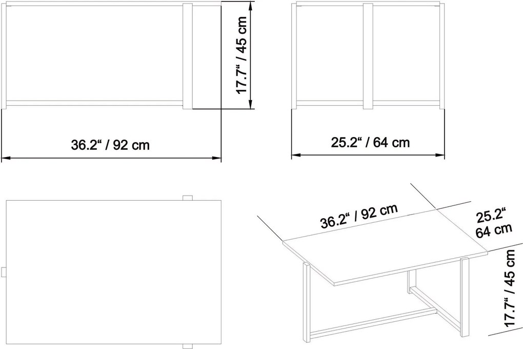 Dizajnový konferenčný stolík Vespera 92 cm biely / zlatý