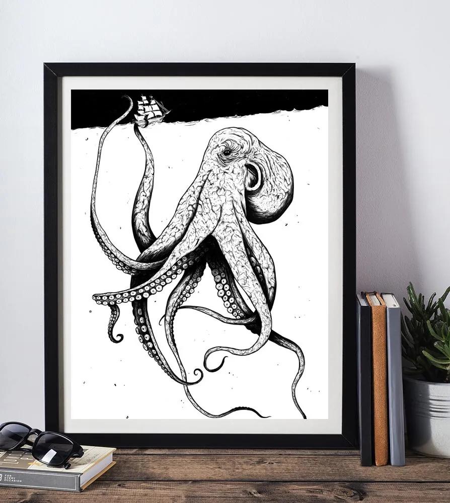 Poster Kraken - Poster A3 + čierny rám (46,8€)