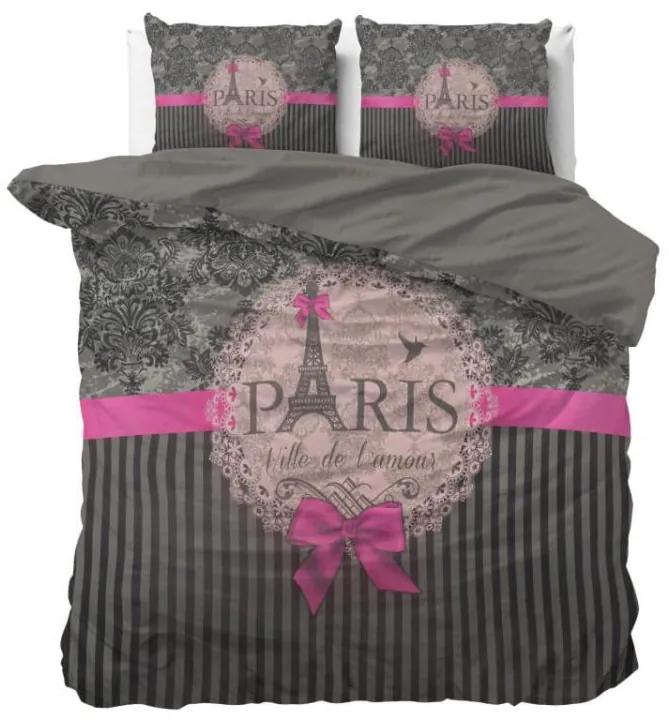 Originálne bavlnené posteľné obliečky PARIS sivej farby 200 x 220 cm