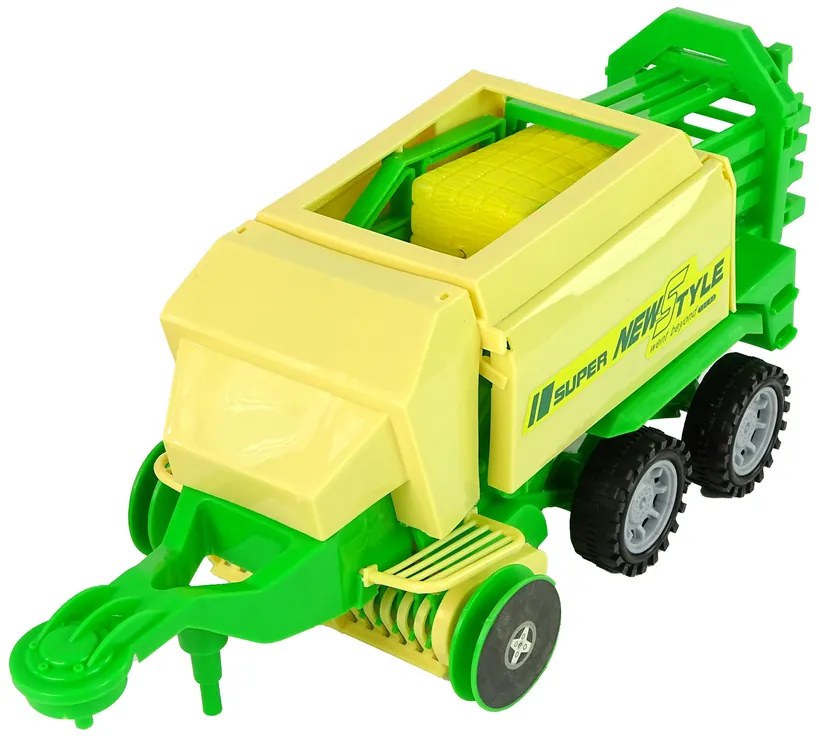 Lean Toys Zelený traktor s lisom na trecím pohonom