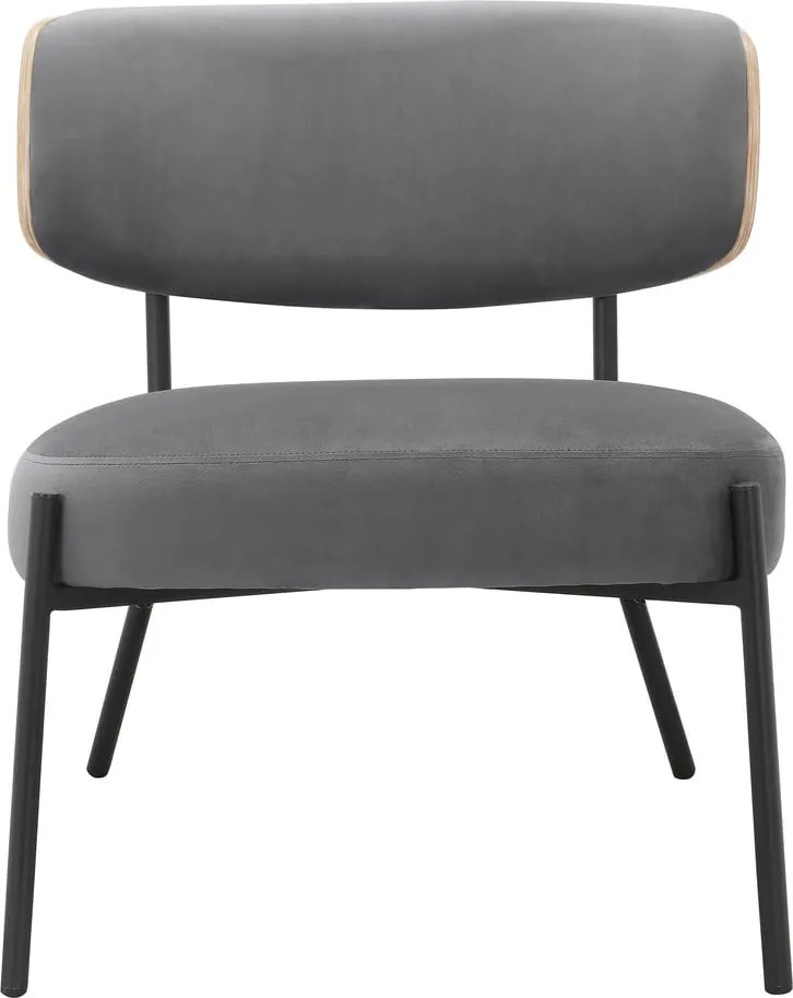 Sivé zamatové kreslo s podnožkou Jerry – Støraa