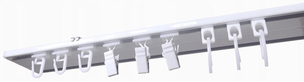 Dekorstudio Stropná hliníková dvojitá koľajnica Small PLUS Dĺžka: 480cm, Typ príslušenstva: Bežce so štipcami