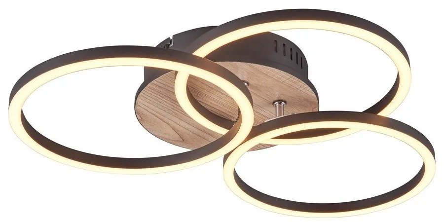 Čierno-hnedé LED stropné svietidlo 43x43 cm Circle – Trio