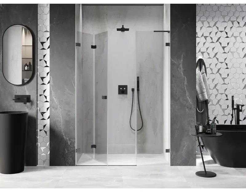 Mexen Lunar-F, L skladacie ľavé sprchové dvere 110 cm, 8mm číre sklo, grafitový profil, 836SL-110-050-95-00-L