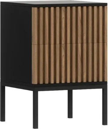 AKCIA Nočný stolík MEORATI 40x40cm, čierna/dub artisan II. akosť
