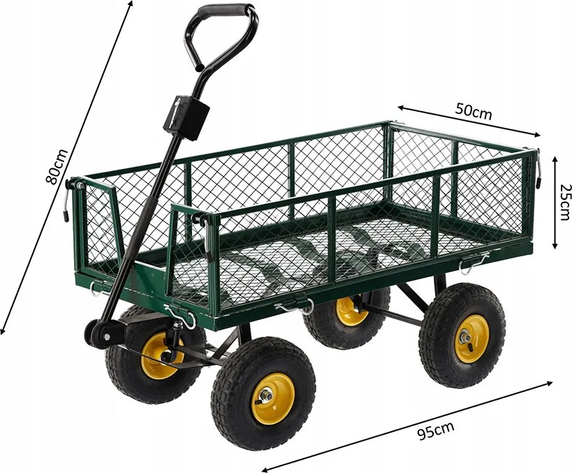 CH Zelený záhradný vozík s odnímateľnými bočnicami Loca M