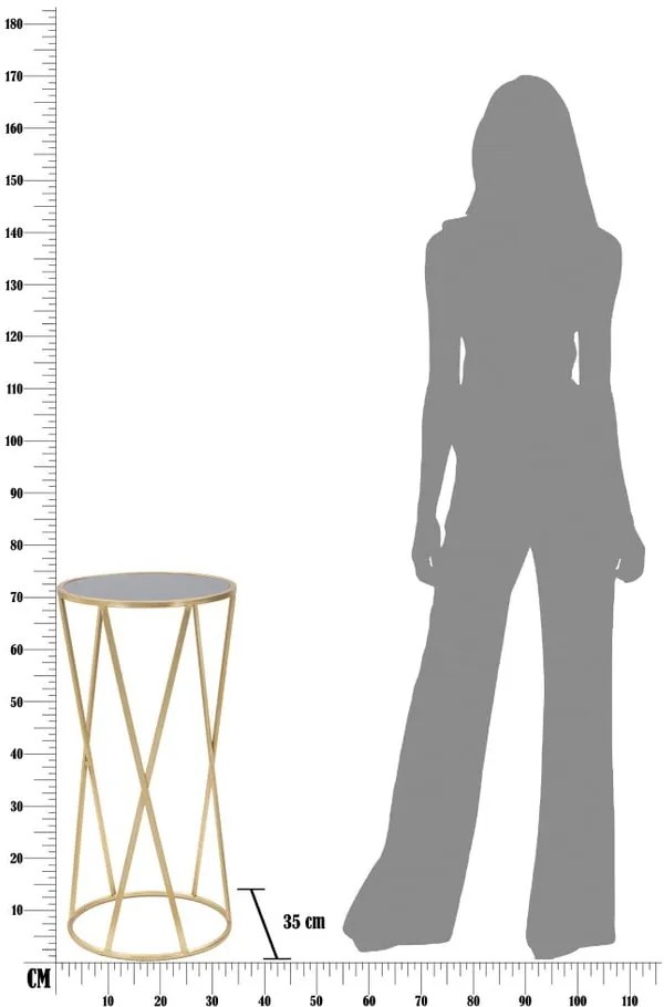 Odkladací stolík v čierno-zlatej farbe Mauro Ferretti Glam Simple, výška 75 cm