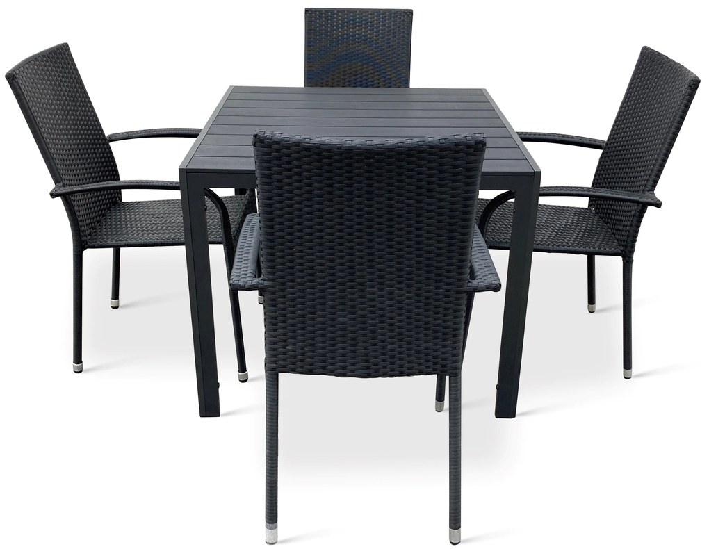 Záhradný jedálenský set Viking M + 4x ratanová stolička Paris