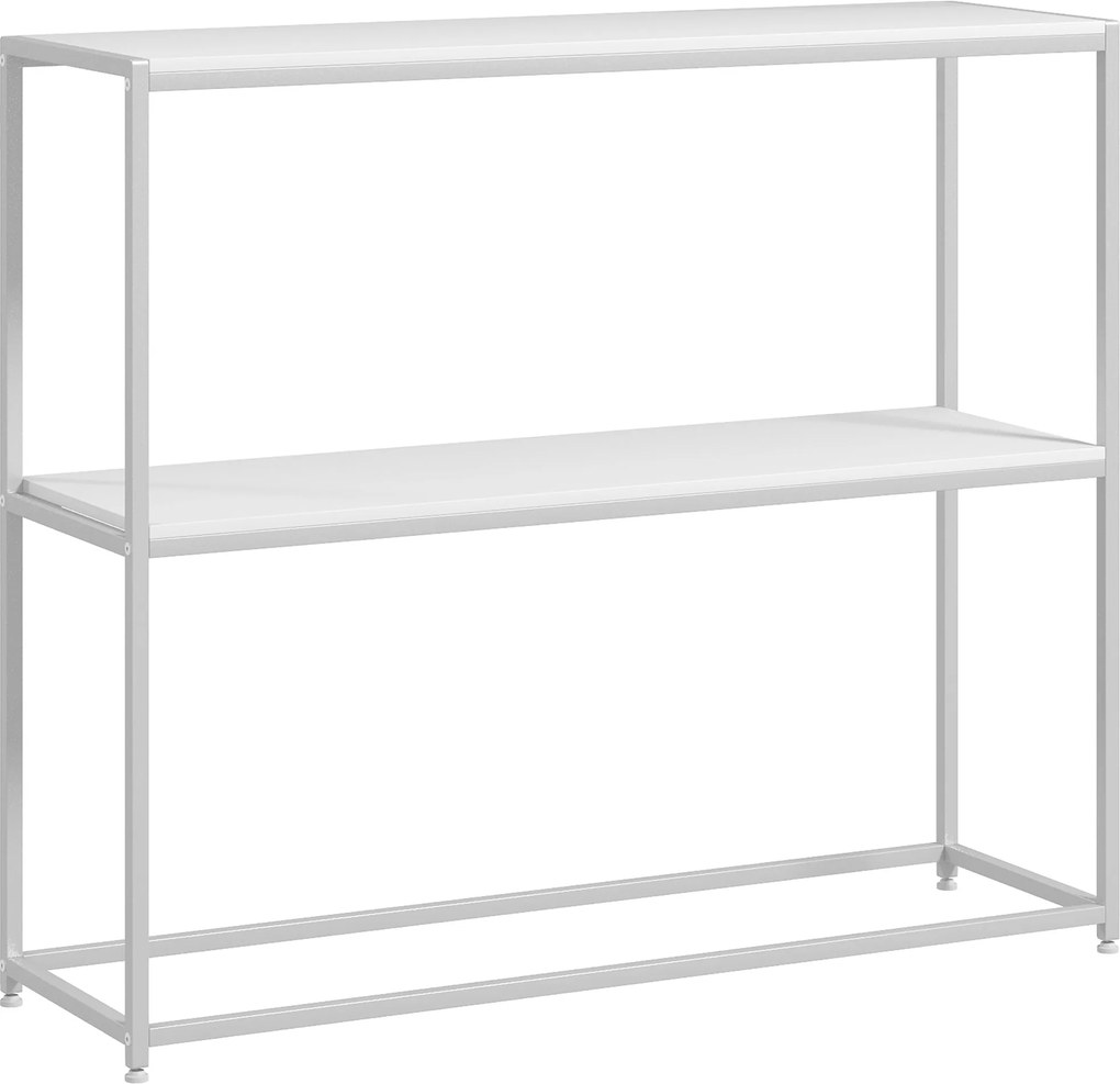 HOMCOM Konzolový stolík do predsiene s otvorenou policou a oceľovým rámom proti prevrhnutiu 100x30x87 cm Biely | Aosom