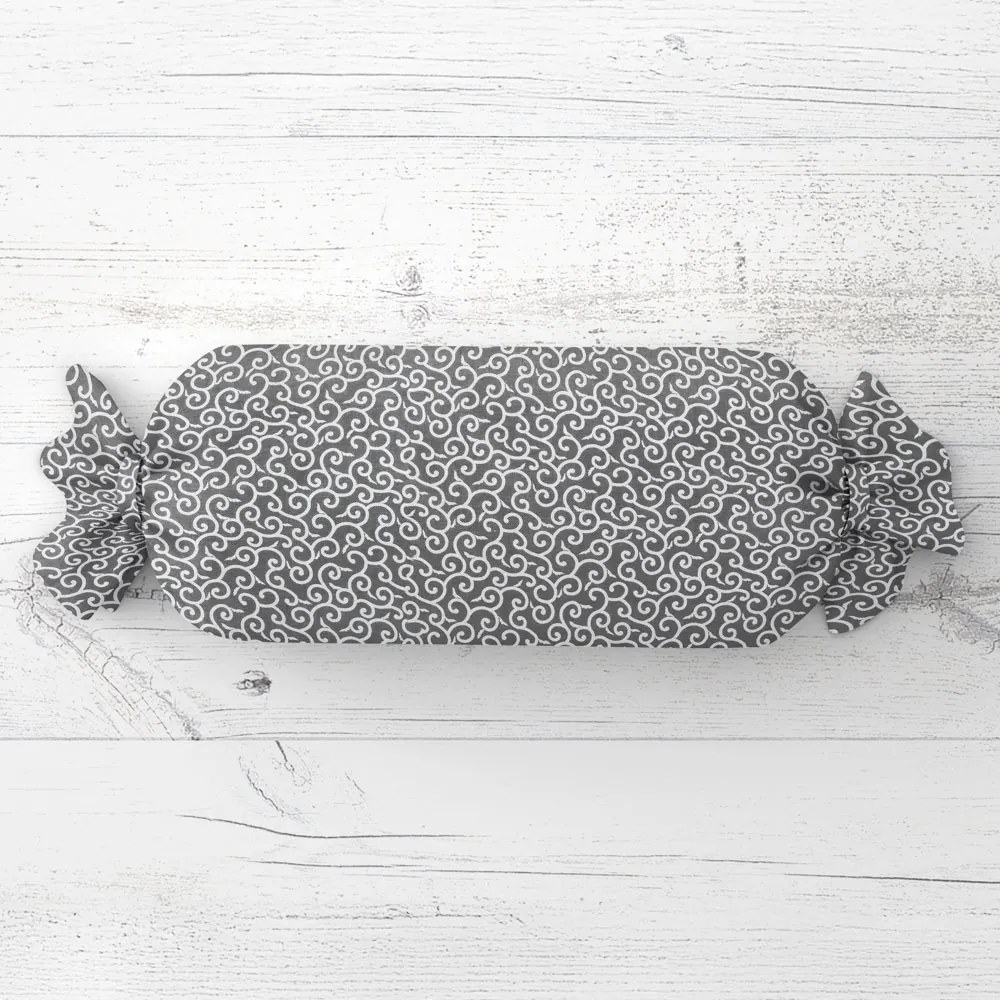 Biante Vankúš valec bonbon Sandra SA-258 Ornamenty na tmavo sivom 15x80 cm