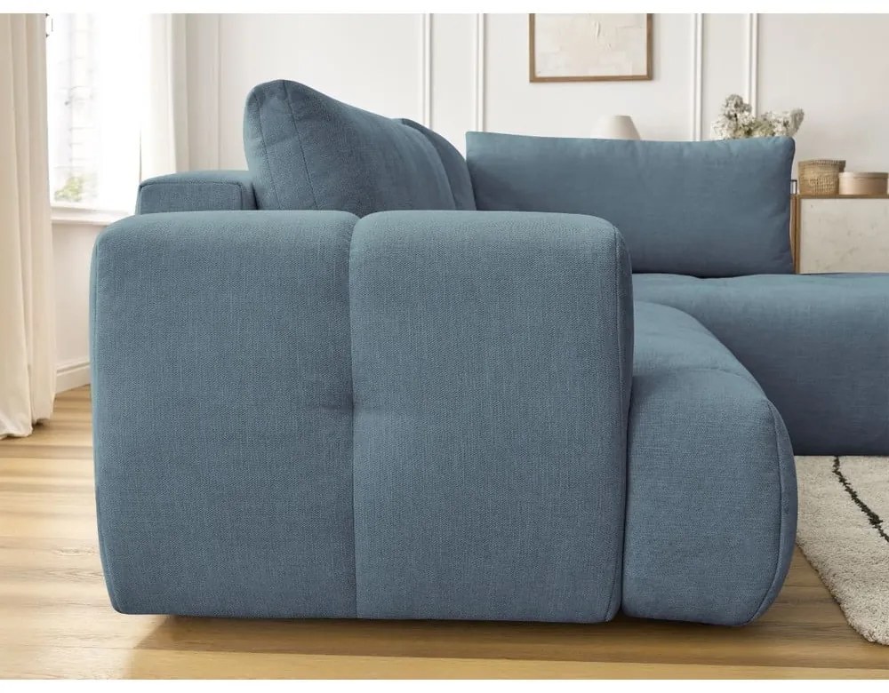 Modrá rozkladacia/s úložným priestorom rohová pohovka (pravý roh/do L) Fuji – Bobochic Paris