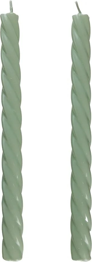 TWISTED Sada lesklých sviečok 2 ks 25,5 cm - mätová