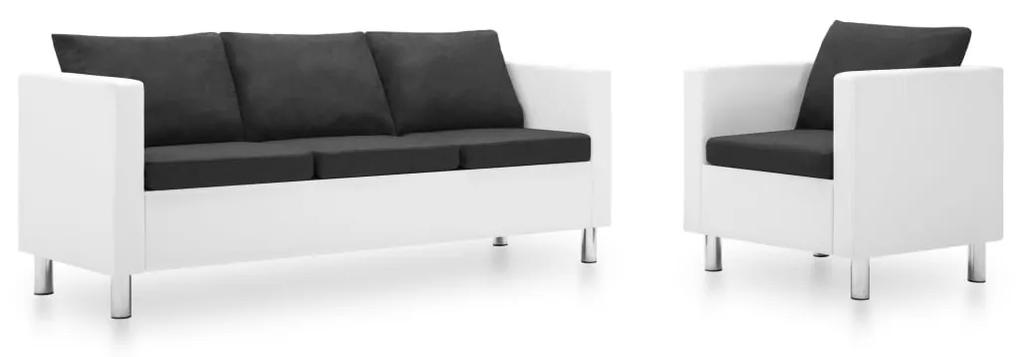 vidaXL 2-dielna sedacia súprava z umelej kože biela a tmavosivá