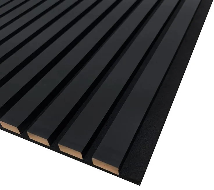 TRENDIE 3D Drevené lamely na stenu 275x30 cm - ČIERNE