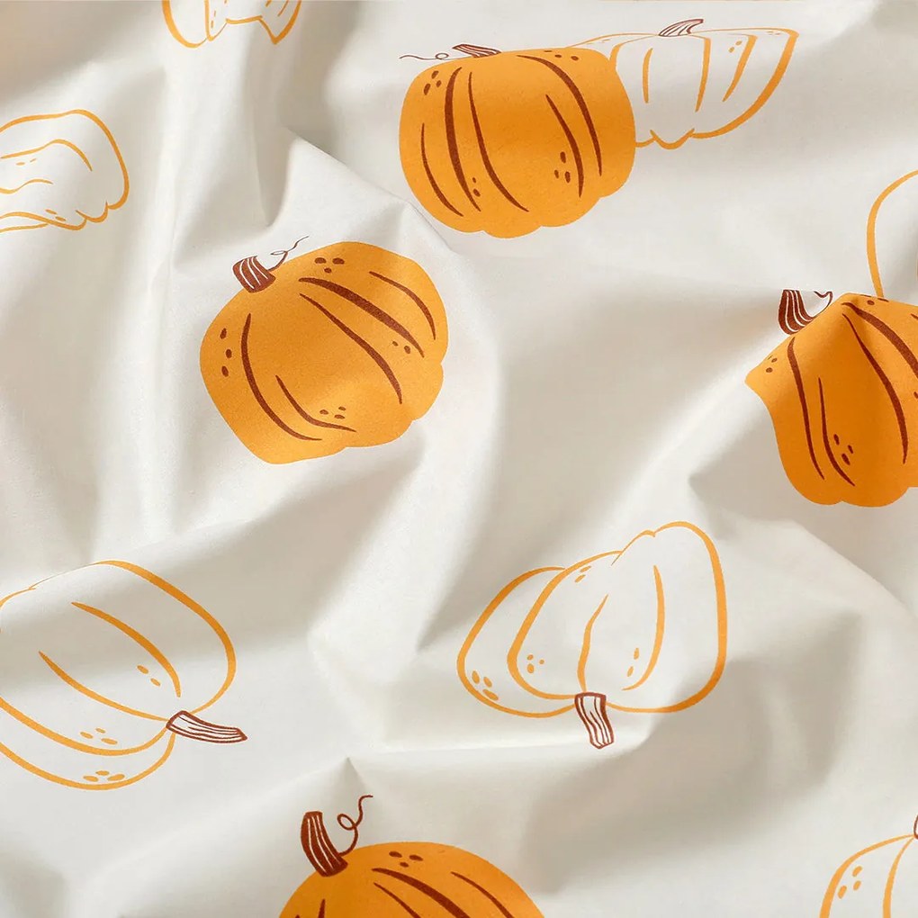 Goldea bavlnené posteľné obliečky duo - jesenné tekvice s latte 140 x 220 a 70 x 90 cm