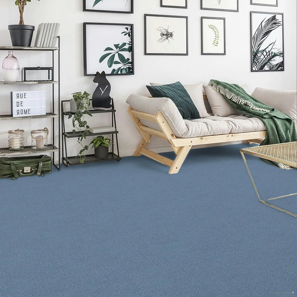 Vorwerk, Metrážny koberec Bingo 3R33 svetlo modrý, na mieru, šíře 4m, modrá, filc, chodba / predsieň