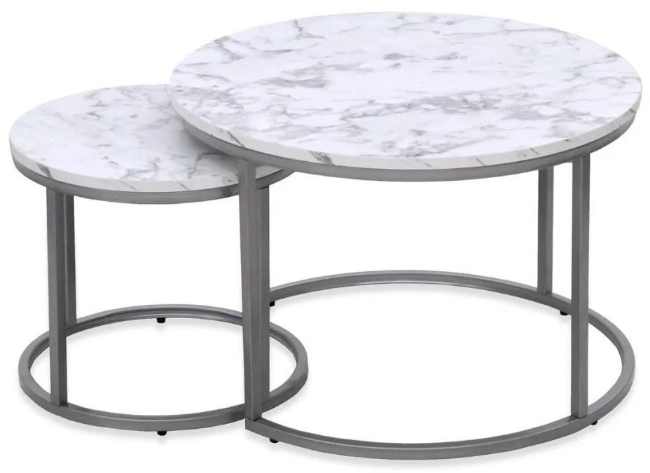 SADA 2x Konferenčný stolík PAOLA pr. 38/60 cm šedá/dekor mramoru