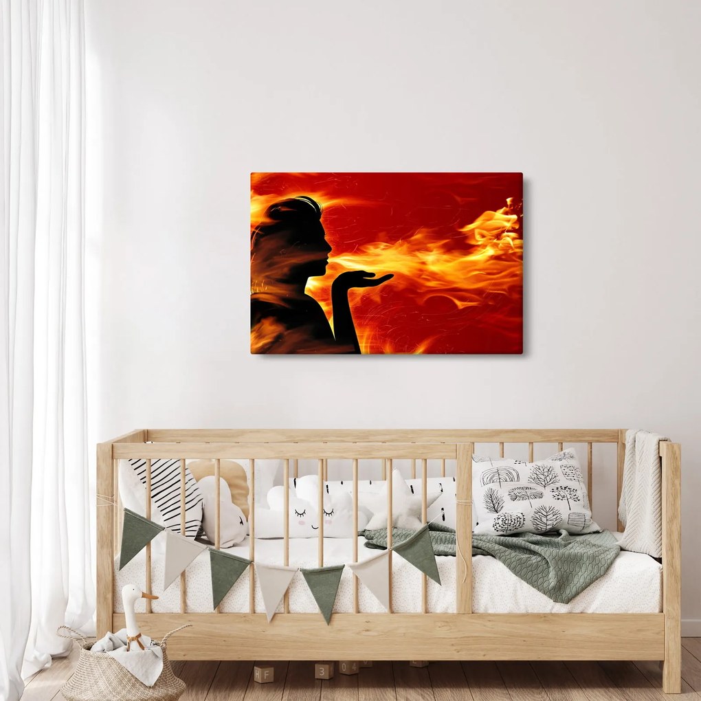 Obraz zeny s plameňmi (90x60 cm)
