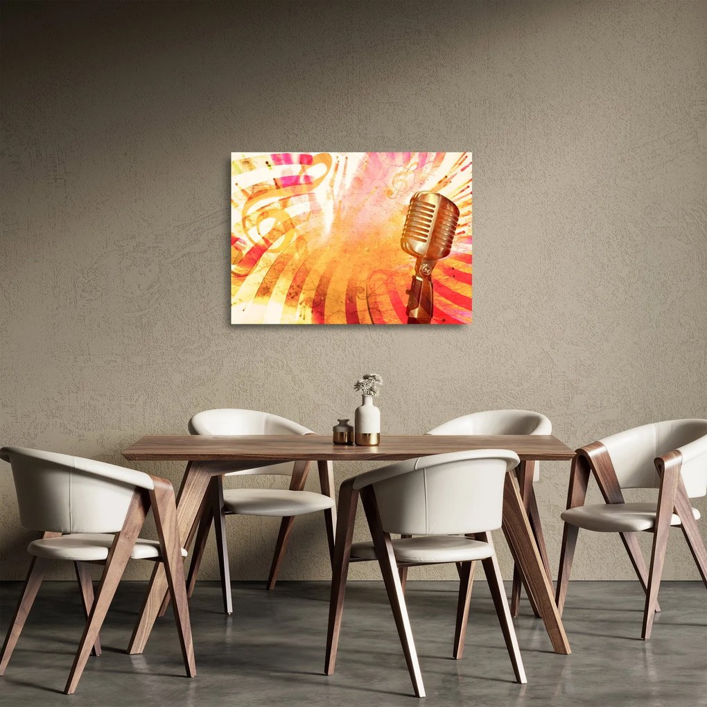 Sklenený obraz - Retro mikrofón (70x50 cm)
