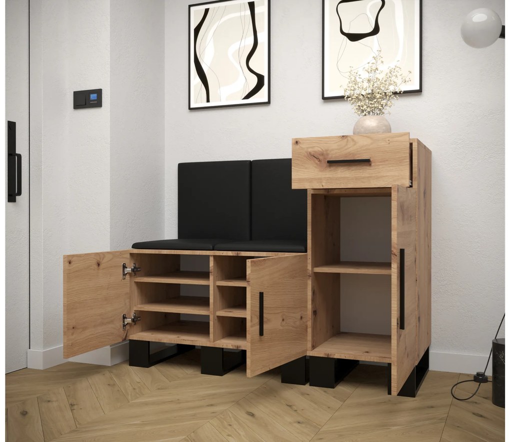 Predsieňová zostava Amanda 18 (dub artisan + modrá). Akcia -45%. Vlastná spoľahlivá doprava až k Vám domov. 1086015