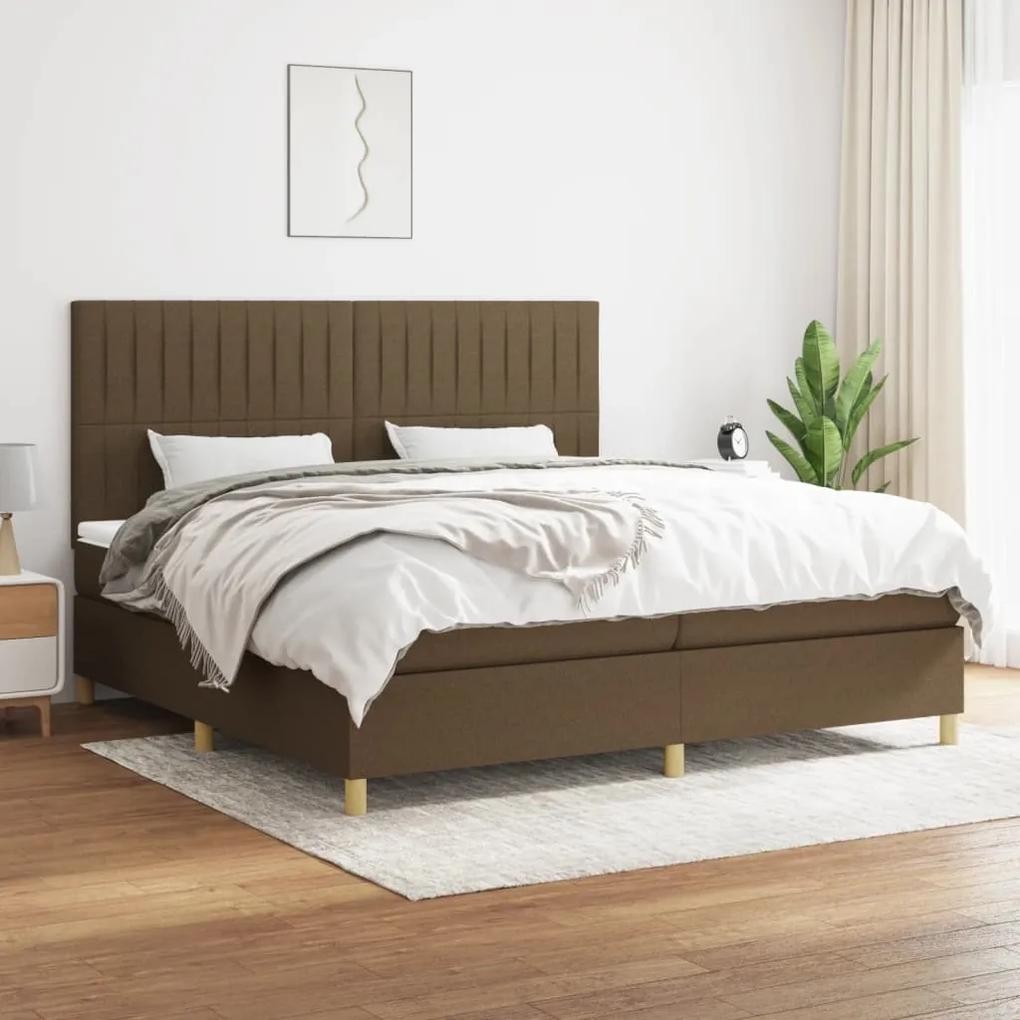 Boxspring posteľ s matracom tmavohnedá 200x200 cm látka 3142524
