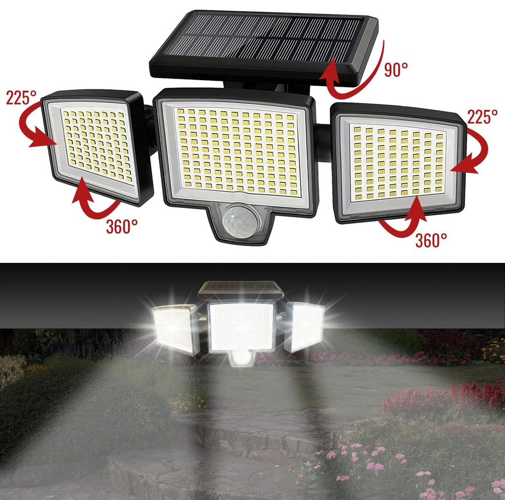 Bluegarden Bluegarden, LED solárna lampa so senzorom pohybu 7W 6500K P60262, OGR-08398