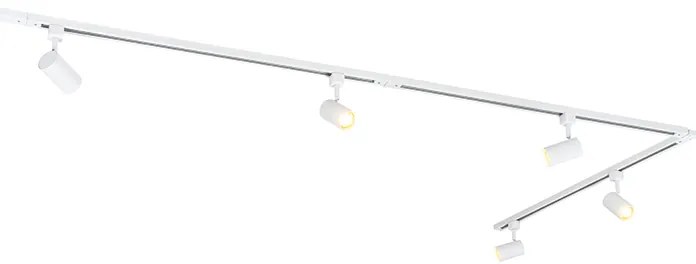 Moderný biely 1-fázový koľajnicový systém s 5 reflektormi - Iconic Jeana