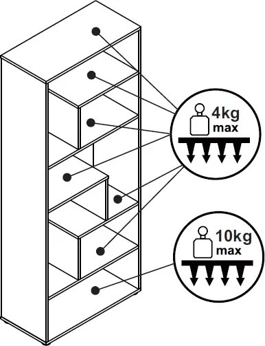 Vysoký regál Zigzag, biely
