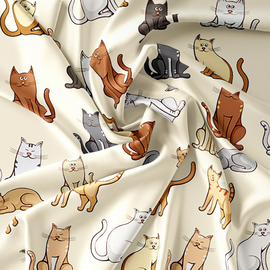 Obliečky z mikrovlákna COLORED CATS krémové Rozmer obliečky: 70 x 90 cm | 140 x 200 cm