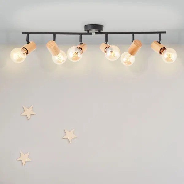 Brilliant - Bodové svietidlo KERRY 6xE27/40W/230V čierna/bambus