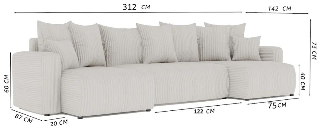 Rohová sedačka Denia U (púdrovo ružová). Akcia -20%. Vlastná spoľahlivá doprava až k Vám domov. 1133147