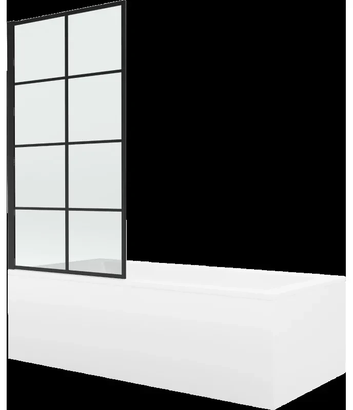 Mexen Cubik obdĺžniková vaňa 150 x 70 cm s obkladom a 1-krídlovou sprchovou zástenou 70 cm, čierny vzor - 550315070X9307007077