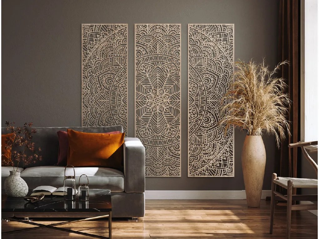drevko Viacdielna mandala na stenu Unikát Rozmer obrazu: 133 x 132 cm, Farba dekorácie: Čierna