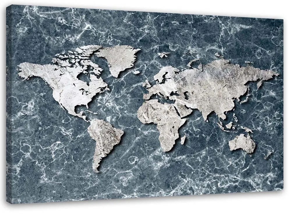 Gario Obraz na plátne Mapa sveta na mramore Rozmery: 100 x 70 cm